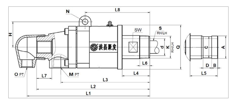 【JFW-2002】20A-80A 雙向內(nèi)管固定式 旋轉(zhuǎn)接頭規(guī)格尺寸圖