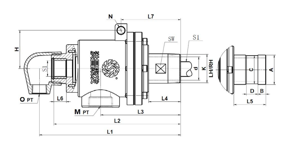 【JFO 3001】20A~50A 雙向內(nèi)管旋轉(zhuǎn)式 旋轉(zhuǎn)接頭規(guī)格尺寸